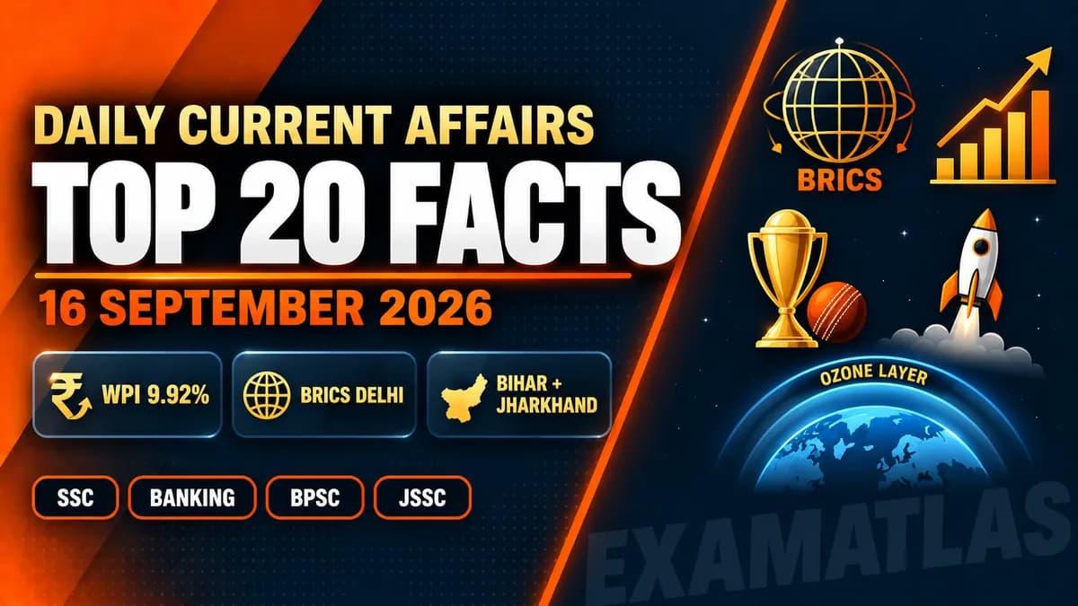 Current Affairs 16 September 2026: Top 20 Facts with Exam Tags