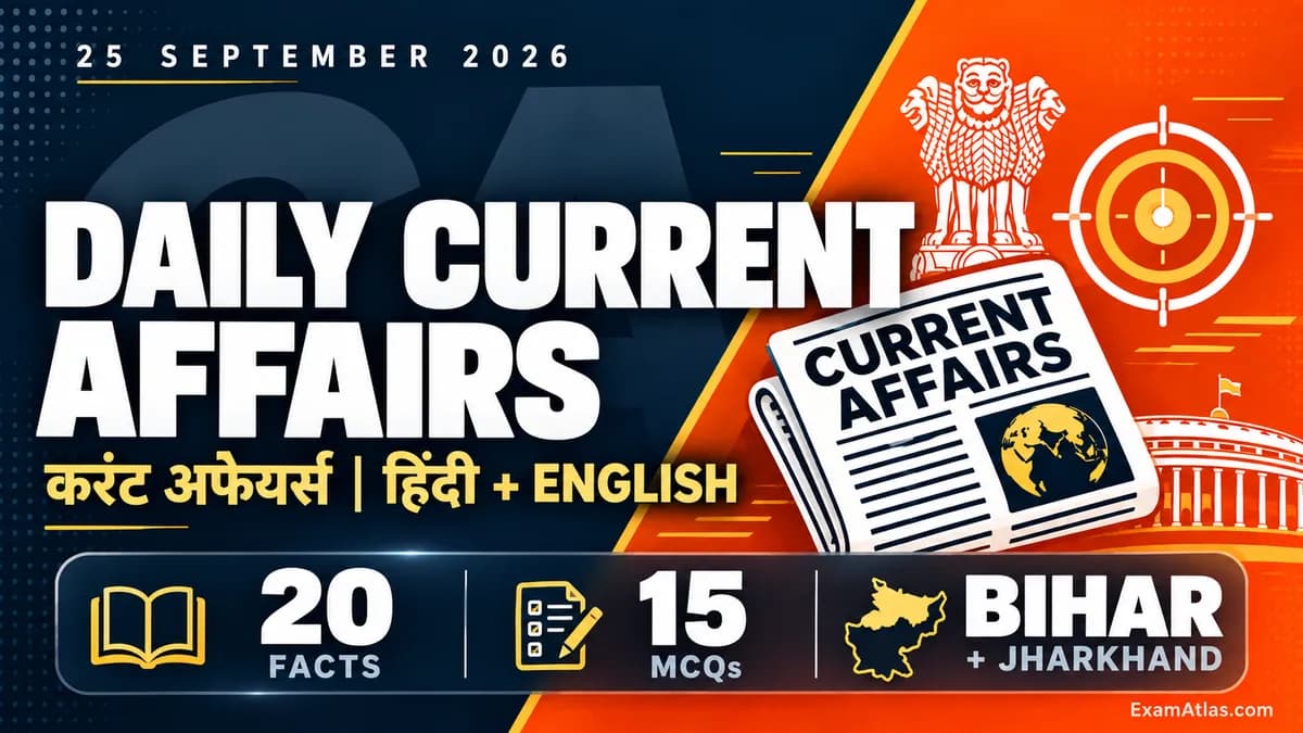 Current Affairs 25 September 2026: Top 20 Facts with Exam Tags